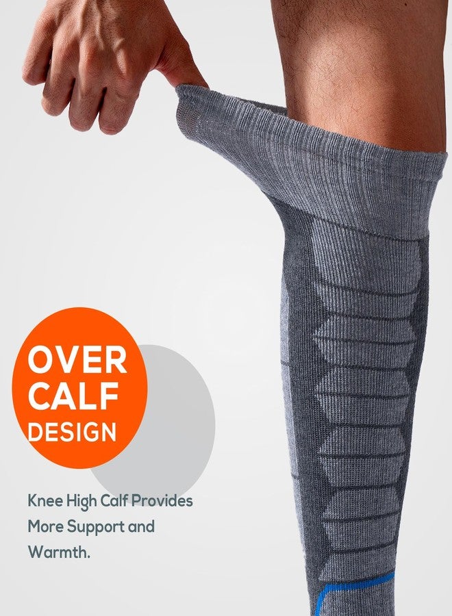 WEIERYA Ski Sock Merino Wool Ski Socks Mens Womens Skiing & Snowboarding Socks, Over The Calf (US, Alpha, Large, Regular, Regular, 2, Grey) - Image 5