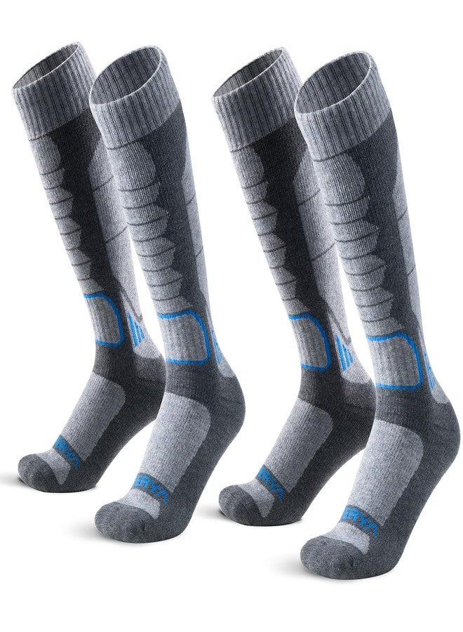 WEIERYA Ski Sock Merino Wool Ski Socks Mens Womens Skiing & Snowboarding Socks, Over The Calf (US, Alpha, Large, Regular, Regular, 2, Grey) - Image 1