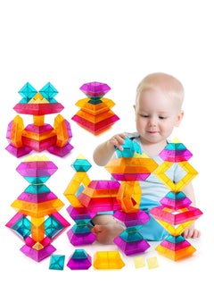 KASTWAVE Pyramid Stacking Blocks Toys, Montessori Toys, for Toddlers 2 3 4 5 6 Year Old, 30 Pcs Building Blocks for Toddlers, STEM Preschool Educational Toy Gifts for Toddlers Boys Girls  - Image 1