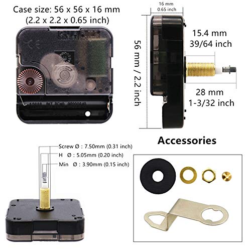 TIKROUND Youngtown 12888 High Torque Long Shaft Clock Movement Mechanism with 4 Sets Hands Total Shaft Length 1-3/32 inch. - Image 2
