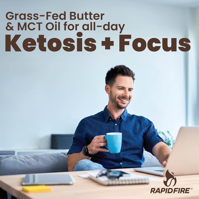 Rapidfire Ketogenic High Performance Instant Coffee Mix with Grass Fed Butter and MCTs, 15 Servings, 7.93 Ounce - Image 3