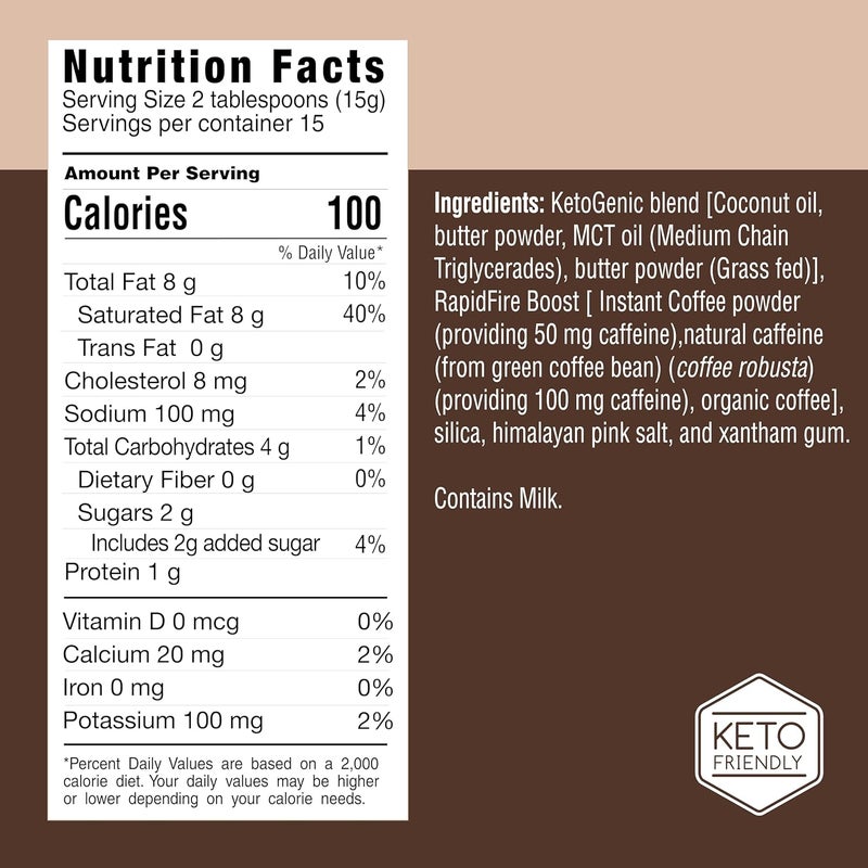 Rapidfire Ketogenic High Performance Instant Coffee Mix with Grass Fed Butter and MCTs, 15 Servings, 7.93 Ounce - Image 2