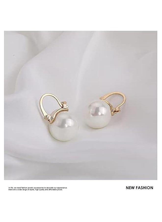 Generic 925 Sterling Silver Pearl Earrings Hypoallergenic Pearl Drop Earrings Set, 3 Pairs Silver Pearl Earrings Fine Jewelry for Women Ladies Large Size 12mm  - Image 3