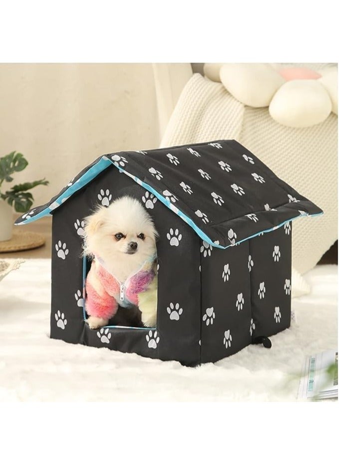Cat House Weatherproof Black Cat Houses for Outdoor Cats Waterproof Warm and Insulated Cat House Feral Cats Dogs House Pet House Stray Cats Shelter - Image 2