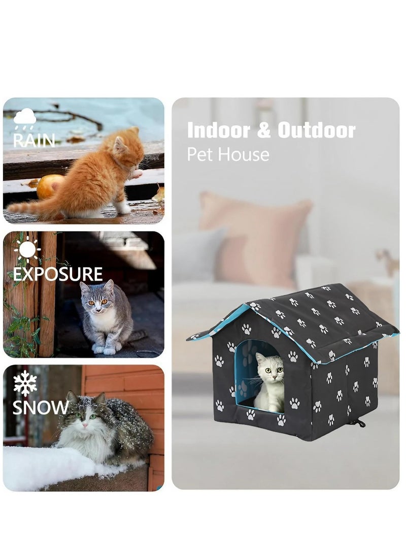 Cat House Weatherproof Black Cat Houses for Outdoor Cats Waterproof Warm and Insulated Cat House Feral Cats Dogs House Pet House Stray Cats Shelter - Image 4