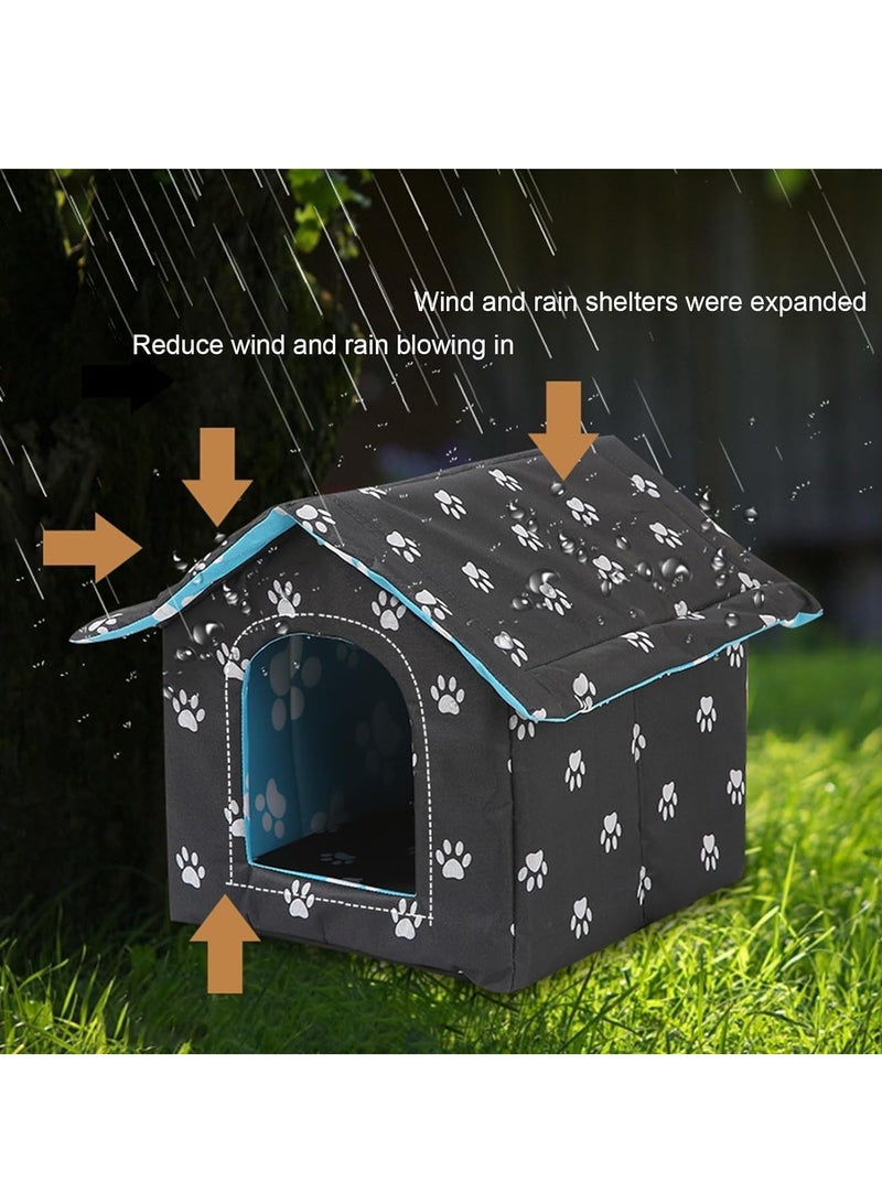 Cat House Weatherproof Black Cat Houses for Outdoor Cats Waterproof Warm and Insulated Cat House Feral Cats Dogs House Pet House Stray Cats Shelter - Image 5