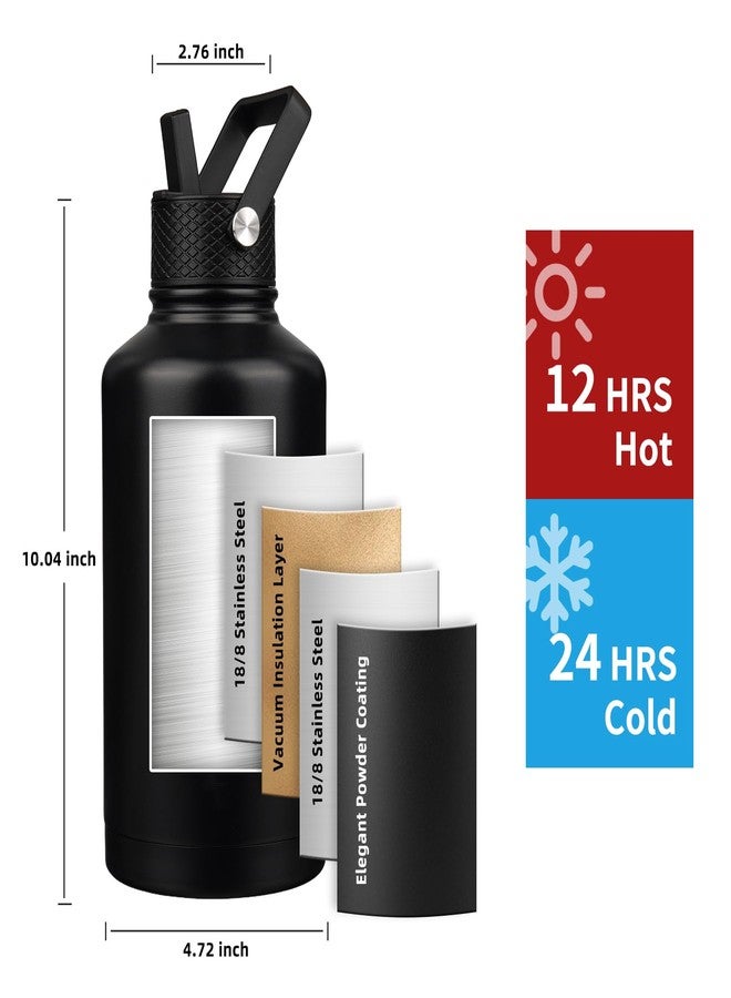 YONICOER Insulated Water Bottle 64oz,Triple Wall Vacuum Stainless Steel(Dishwasher Safe),Leak Proof & Non-BPA,Flask Jug with Paracord Handle & Straw Spout Lids Sports Black - Image 2