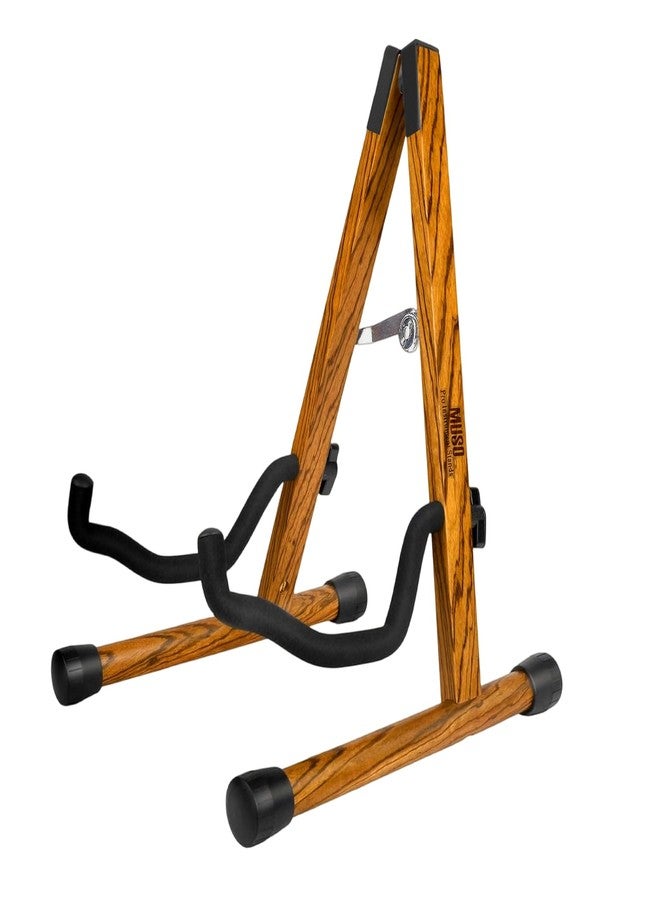 MUSO Natural Wood Guitar Stand, A-Frame Folding, Easy Assembly and Portable, For Guitar,Bass,Ukulele,Banjo,Cello,Mandolin,Durable and Solid Holder (Zebra) - Image 1