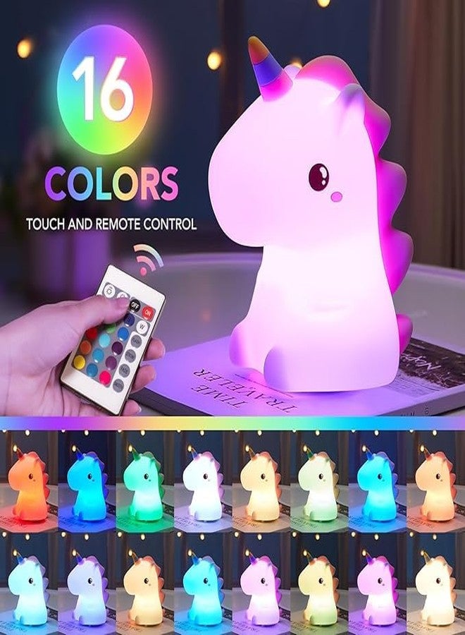 Onomie Unicorn Night Light, 16 Colors, Remote Control, Dimmable, BPA-Free Silicone,Nursery Light,Room Decor, Kids Gifts/Night Light for Kids - Image 2