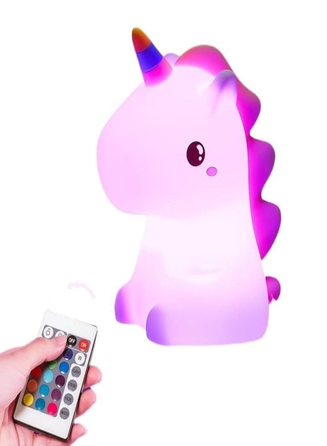 Onomie Unicorn Night Light, 16 Colors, Remote Control, Dimmable, BPA-Free Silicone,Nursery Light,Room Decor, Kids Gifts/Night Light for Kids - Image 1