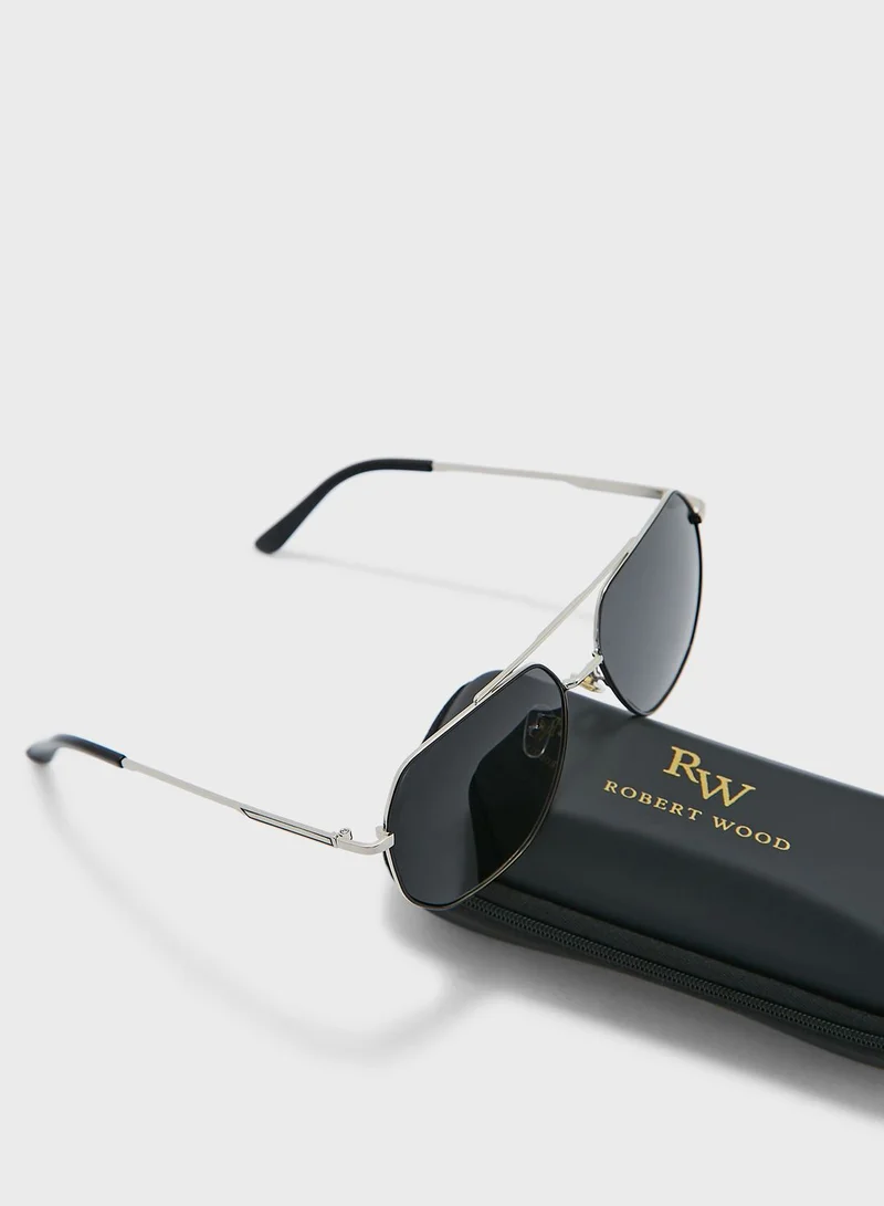 Robert Wood Polarized Angular Aviator Sunglasses