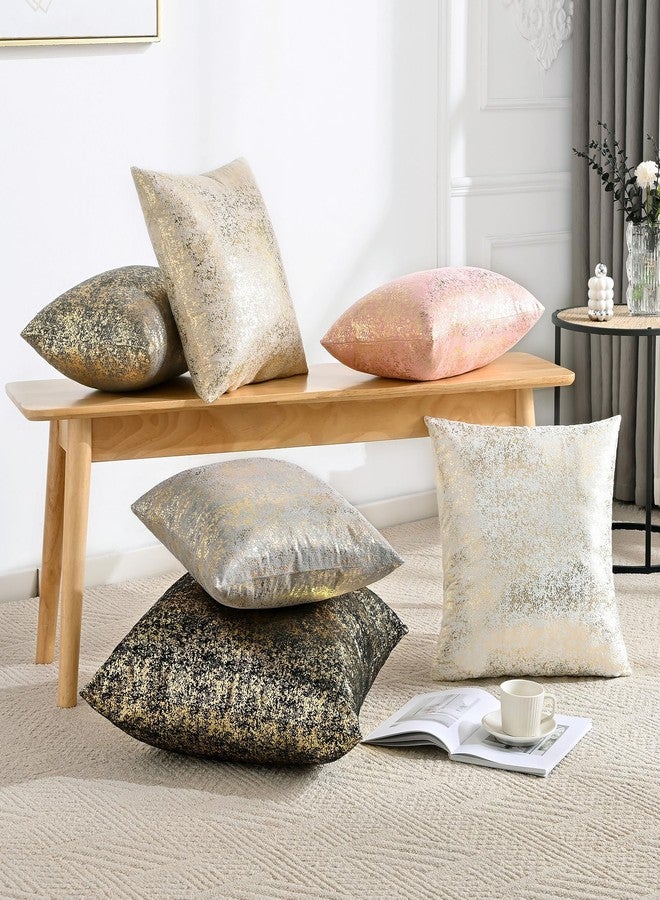 JELLYMONI Sparkling Decorative Pillow Covers Set of 2, Gold Glitter Throw Pillows Cover 18 x 18 Inch for Living Room Bed Sofa Couch, Morden Home Luxury Decor(18x18in,Gold White) - Image 3