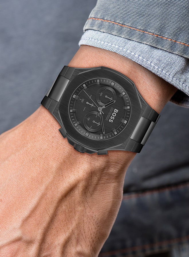 HUGO BOSS Men's Chronograph Tonneau Shape Stainless Steel Wrist Watch 1514088 - 45 Mm - Image 2