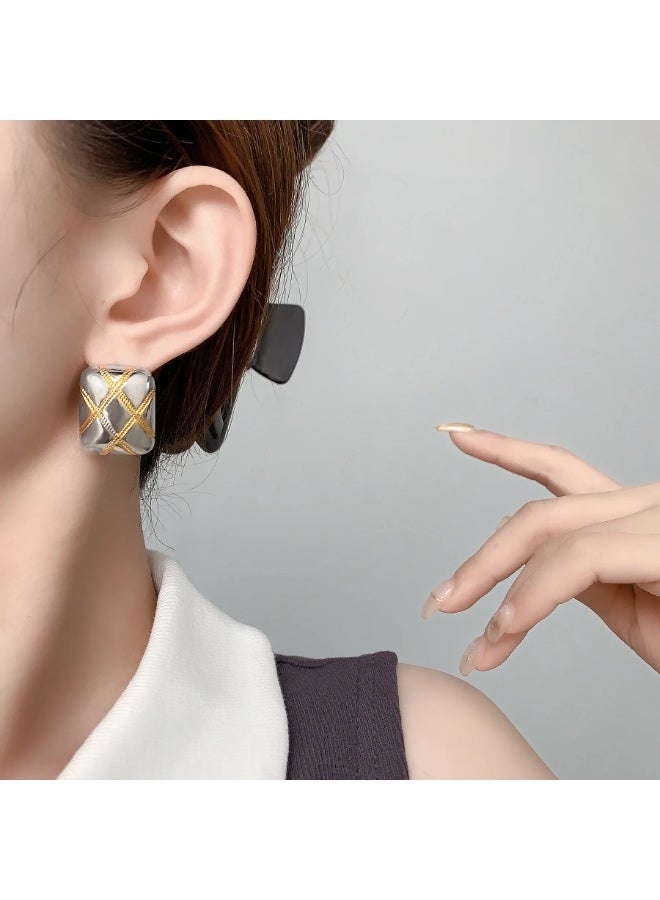 The Black Pearl Accessories Two Tone Golden Silver Stainless Steel Earring - Image 3