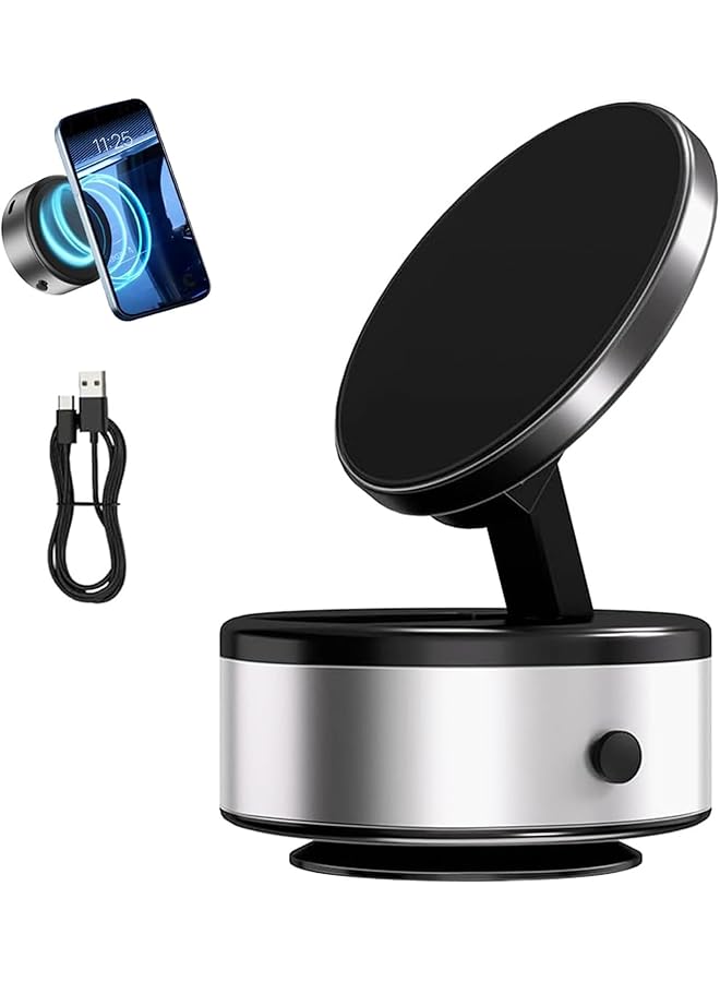 erorex Car Magnetic Mobile Phone Holder Magnetic Car Suction Cup Folding Holder 360° Rotating Adjustable Suction Cup Magnetic Phone Holder For Car Gym Mirror Smooth Surface Silver  - Image 1