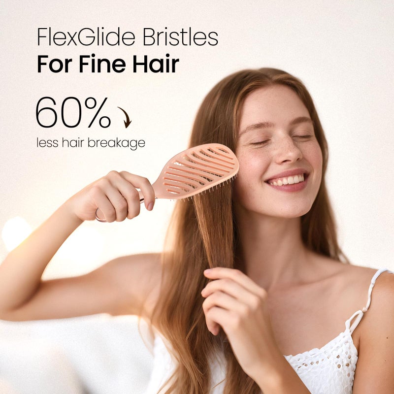 AIMIKE Rose Luxe Detangler Brush, Pain-Free Vented Detangling Brush with Ultra-Soft FlexGlide Bristles, Effortlessly Remove Knots & Reduce Hair Breakage, Wet Dry Brush for Women Thin Fine Hair - Image 3