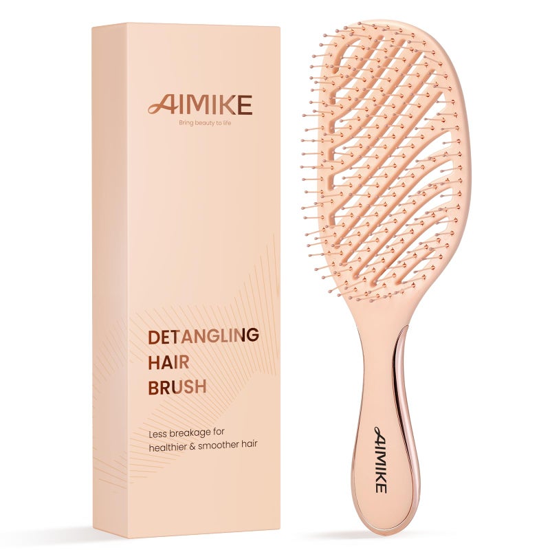 AIMIKE Rose Luxe Detangler Brush, Pain-Free Vented Detangling Brush with Ultra-Soft FlexGlide Bristles, Effortlessly Remove Knots & Reduce Hair Breakage, Wet Dry Brush for Women Thin Fine Hair - Image 1