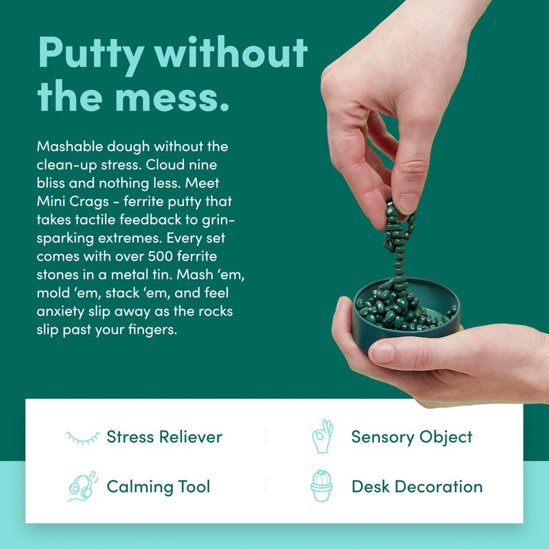 Speks Crags Ferrite Putty | 1000+ Ferrite Stones in a Tin | Fidget Toy for Adults & Teens 14+ | Desk Toy for Office or Stress Relief Present | Matte Jade, Large - Image 3