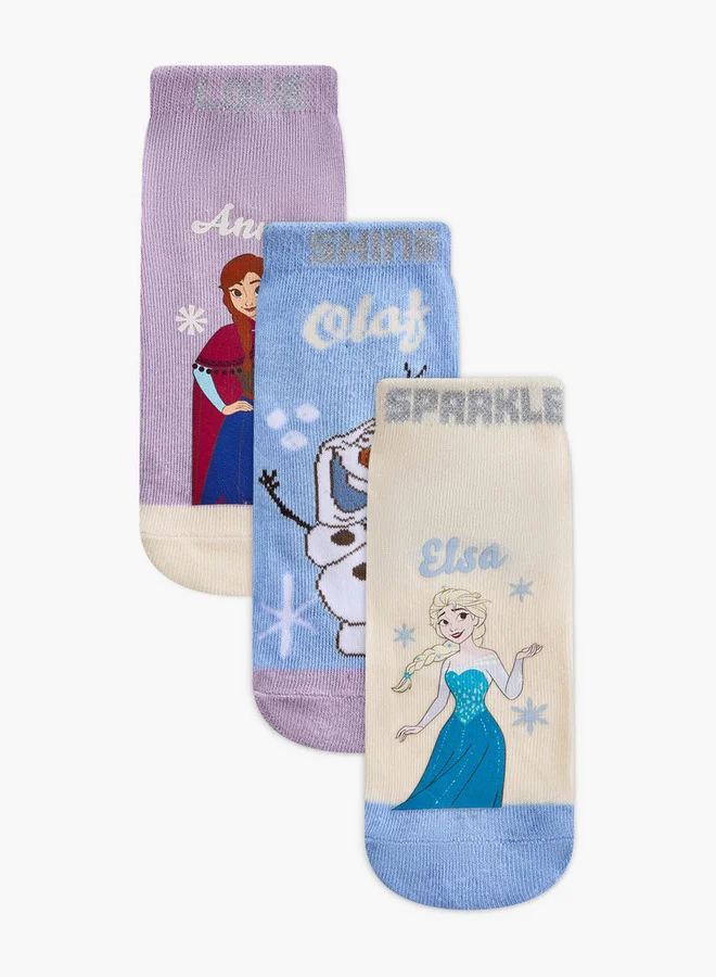 Disney Frozen Print Ankle Length Socks - Set of 3