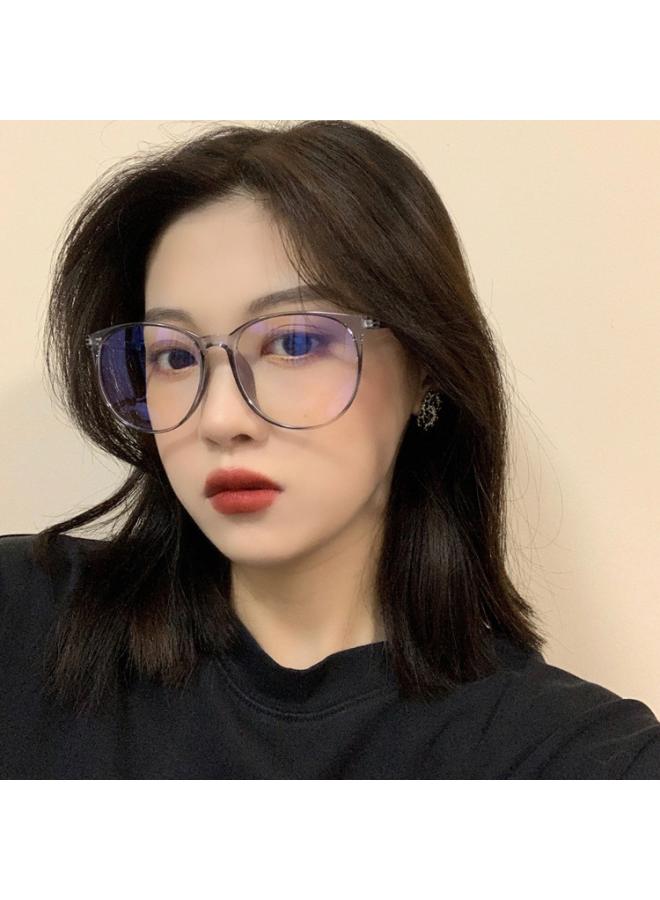 Generic Tr90 New Retro Myopia Men's And Women's Glasses Frame Student Full Frame Large Round Frame Anti-blue Light Plain Glasses 
