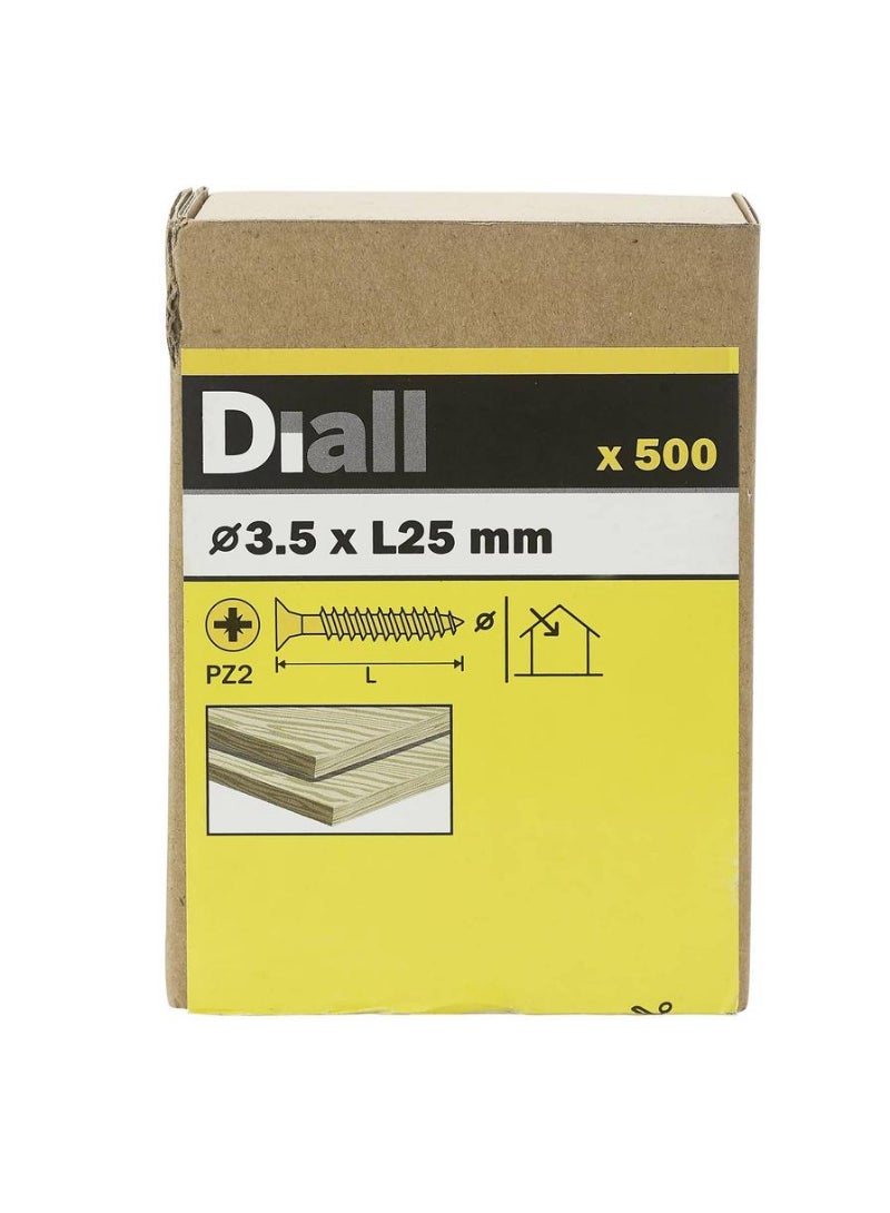 ACE Diall Carbon Steel Wood Screw Pack 3.5 x 25mm 500Pcs