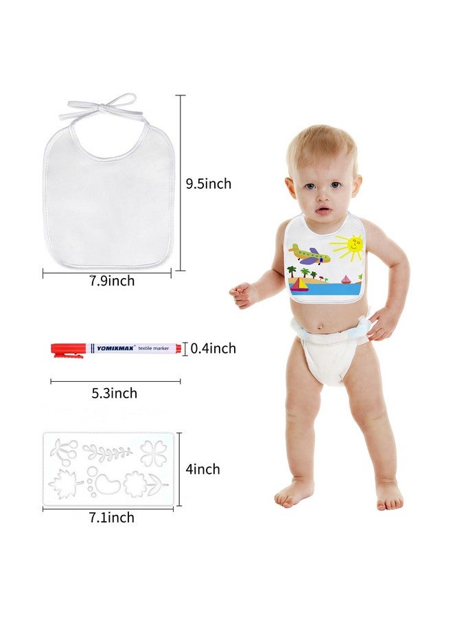 GOLDGE Dazzle at Baby Showers with a 44-piece DIY Bib Decorating Kit. 24 Bibs, 6 Stencils, 14 Markers (24 Bibs) - Image 4