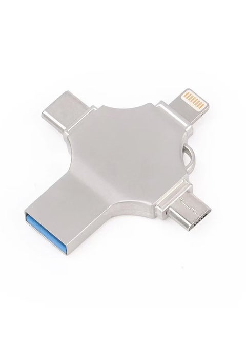 64GB USB Flash Drive 4-in-1 Compatible with Apple Phone Android iPad Mac PC Galaxy S Windows, Fast USB A USB C Micro USB & iPhone Connector Thumb Drive Jump Drive Memory Hard Drive