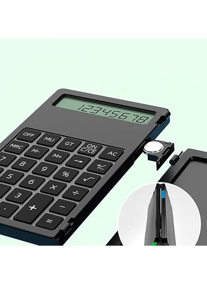 Generic Electronic Notepad Calculator with Erasable Writing Notepad, Portable Folding LCD Whiteboard 12 Digit Clear Screen Pocket Scientific Calculator Black  - Image 2