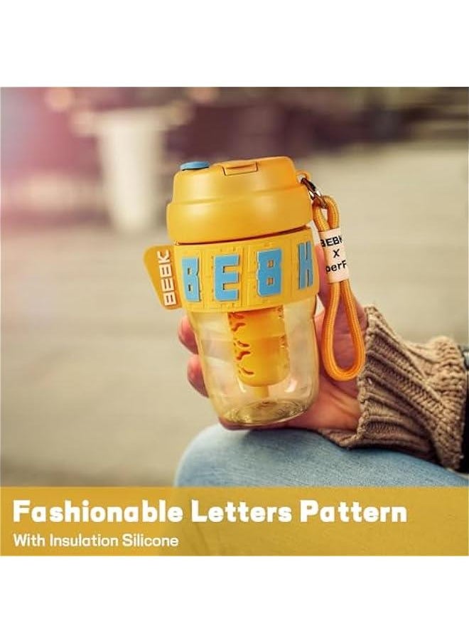 Generic - Travel Coffee Mug,20oz Coffee Cup with Leakproof Lid and Straw, Non-Slip Design, Portable Vacuum Cups with Detachable Filter for Hot, Cold Water, Coffee,Tea for Outdoor Hiking Traveling (Yellow) - Image 1