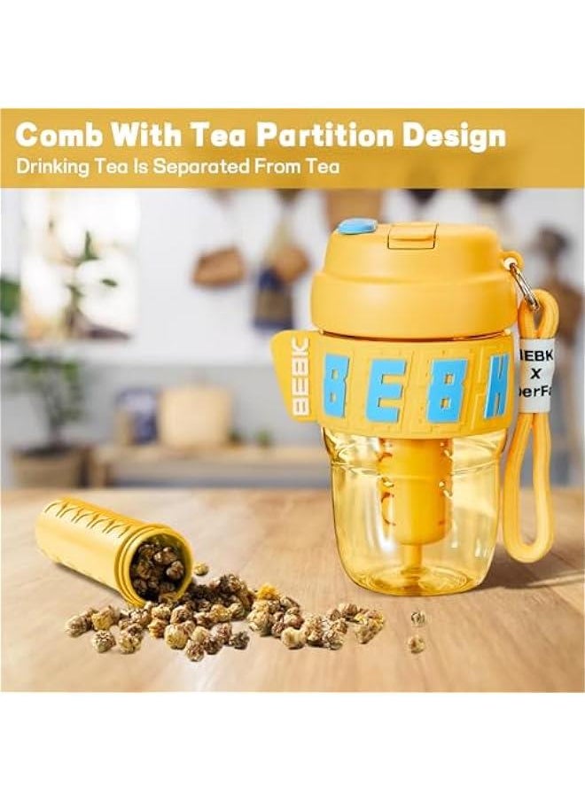 Generic - Travel Coffee Mug,20oz Coffee Cup with Leakproof Lid and Straw, Non-Slip Design, Portable Vacuum Cups with Detachable Filter for Hot, Cold Water, Coffee,Tea for Outdoor Hiking Traveling (Yellow) - Image 1