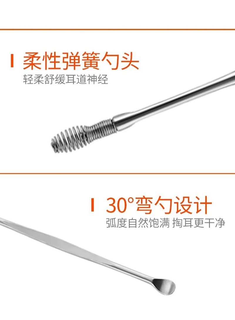 مجموعة أدوات تجميل لإزالة شمع الأذن من الفولاذ المقاوم للصدأ حلزونية لإزالة شمع الأذن - Image 5