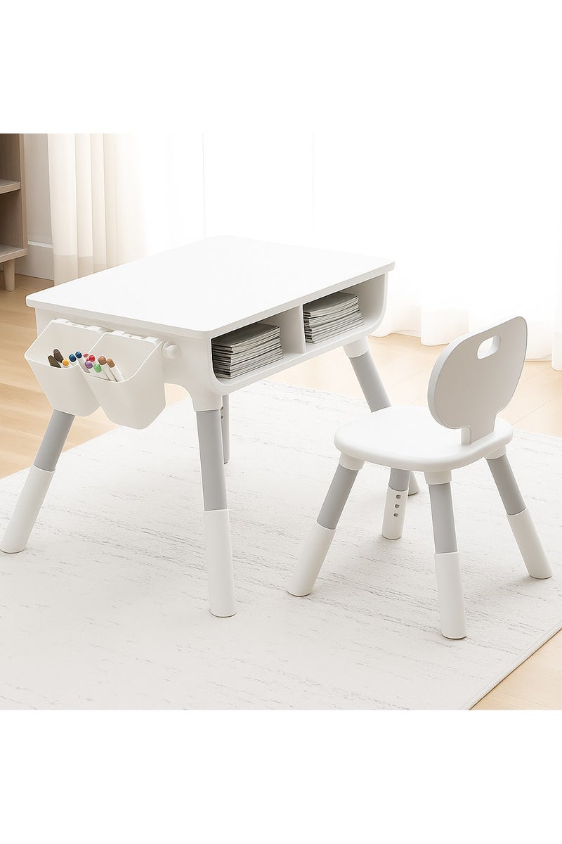 Marcolo Kids Table & Chair Adjustable Set – Kids’ Study, Play & Activity Desk – BPA-Free, Durable & Easy to Clean (79X53X48CM, Grey) - Image 1