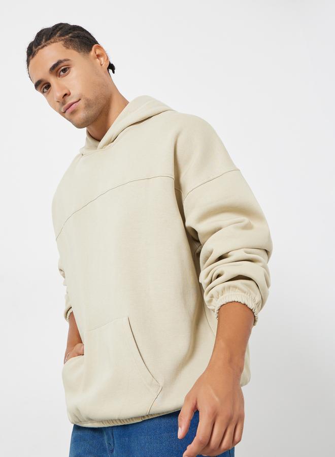 Styli Beige Oversized Fleece Hoodie - Image 1