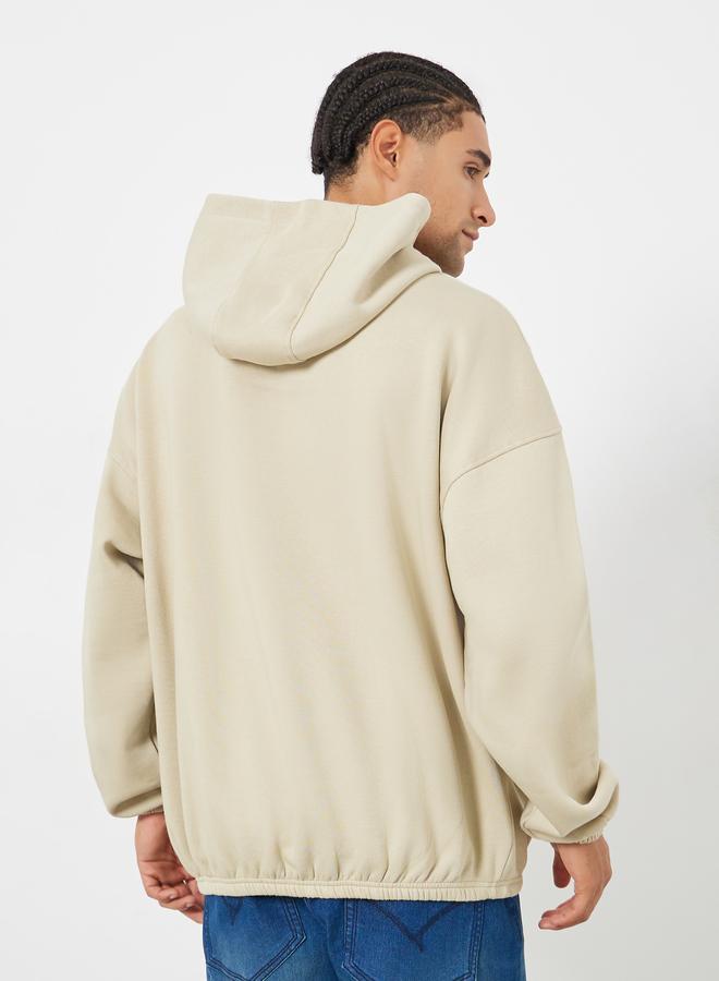 Styli Beige Oversized Fleece Hoodie - Image 4