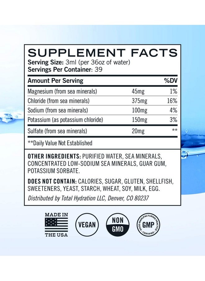 قطرات إلكتروليت Total Hydration Ketolyte Rapid Hydration (بدون نكهة) صديقة للكيتو بدون سعرات حرارية وبدون سكر، مكمل إلكتروليت طبيعي مع المغنيسيوم (39 وجبة)