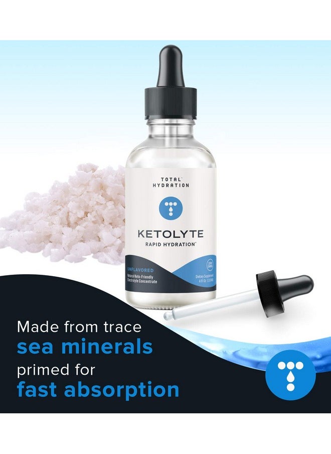 قطرات إلكتروليت Total Hydration Ketolyte Rapid Hydration (بدون نكهة) صديقة للكيتو بدون سعرات حرارية وبدون سكر، مكمل إلكتروليت طبيعي مع المغنيسيوم (39 وجبة)