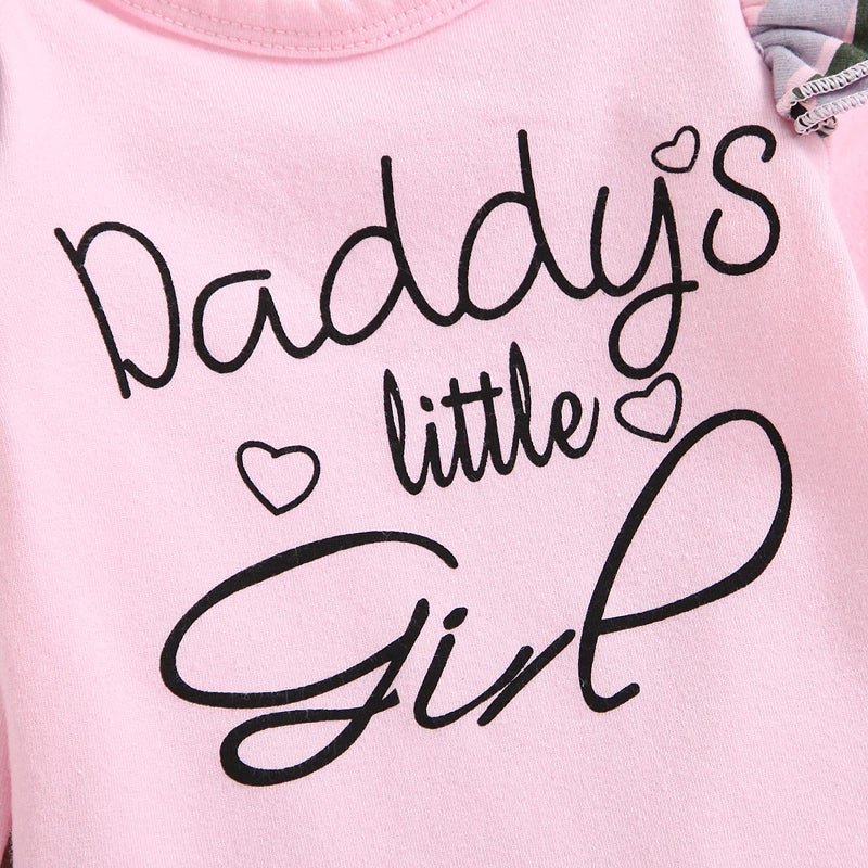 AMAWMW Baby Girl Clothes Set Daddys Little Girl Ruffle Romper Top Camouflage Pants Newborn Infant Baby Girl Outfit (Pink-A, 12-18 Months) - Image 4