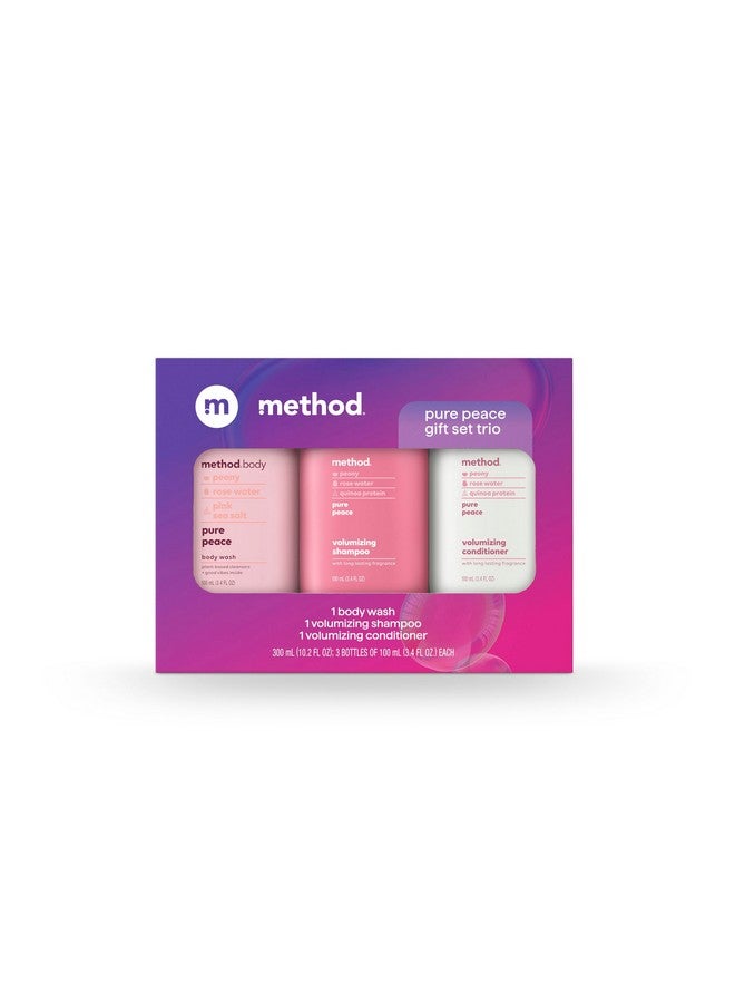 ميثود مجموعة هدايا غسول الجسم والعناية بالشعر من ميثود، بيور بيس، زجاجات بحجم السفر 3.4 أونصة - Image 1