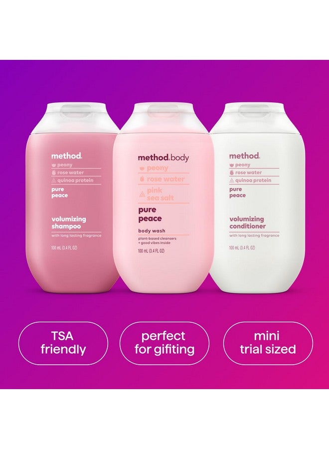 ميثود مجموعة هدايا غسول الجسم والعناية بالشعر من ميثود، بيور بيس، زجاجات بحجم السفر 3.4 أونصة - Image 4