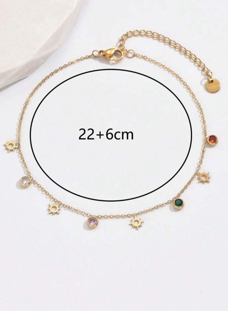 إيكوال خلخال نسائي انيق مصنوع من الاستانلس ستيل مطلي باللون الذهبي - Image 3