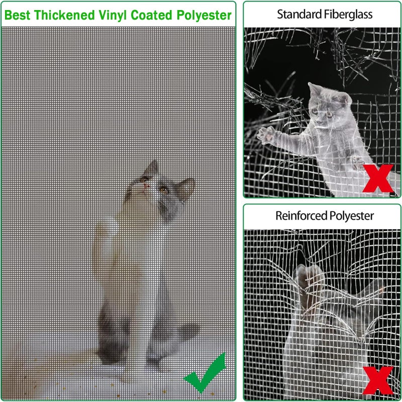 QWR Pet Proof Window Screen Replacement Kit, 48"x118" Durable High Hardness Screen Mesh Replacement Window Screens Repair Kit for Sliding Screen Door,Patio and Windows.(Folded Package) - Image 4