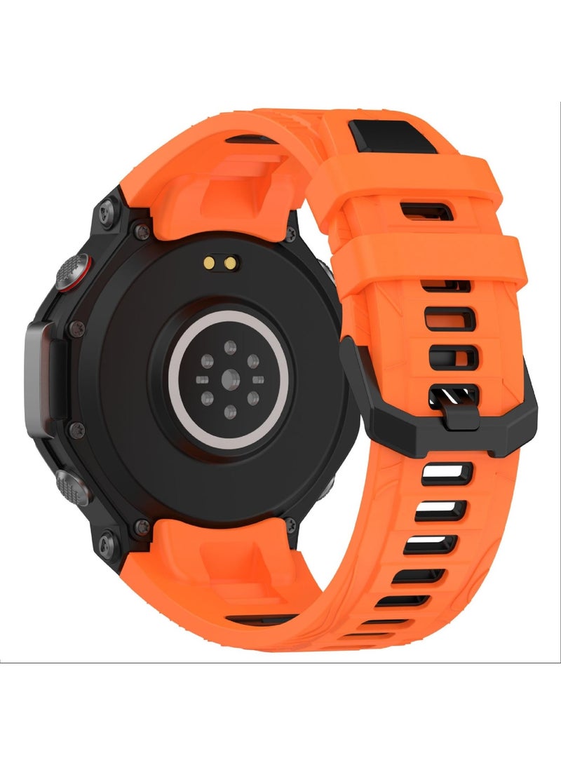 Strap Compatible with Amazfit T-Rex 3, Soft TPU Watch Band, Strap Replacement for Women Men with Metal Buckle (orange/black) - Image 4