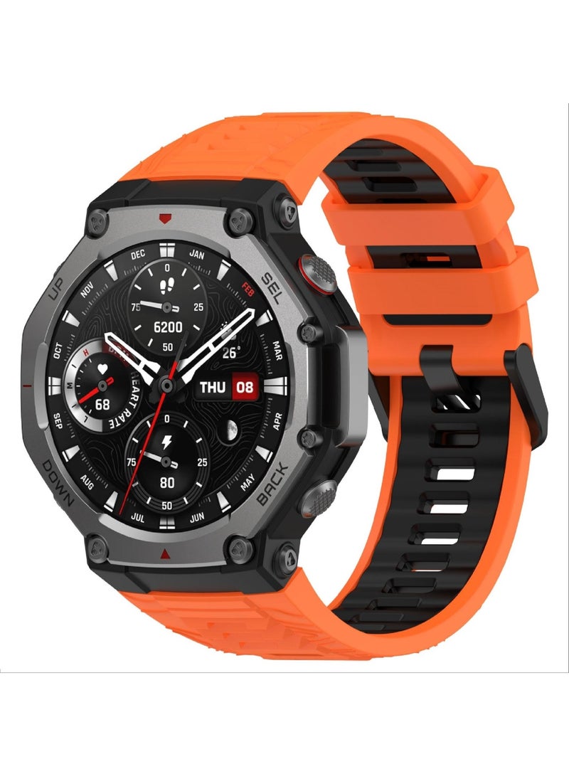Strap Compatible with Amazfit T-Rex 3, Soft TPU Watch Band, Strap Replacement for Women Men with Metal Buckle (orange/black) - Image 5