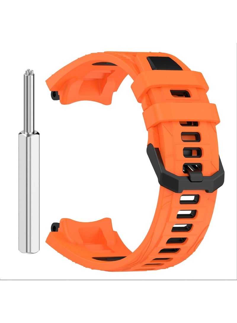 Strap Compatible with Amazfit T-Rex 3, Soft TPU Watch Band, Strap Replacement for Women Men with Metal Buckle (orange/black) - Image 1