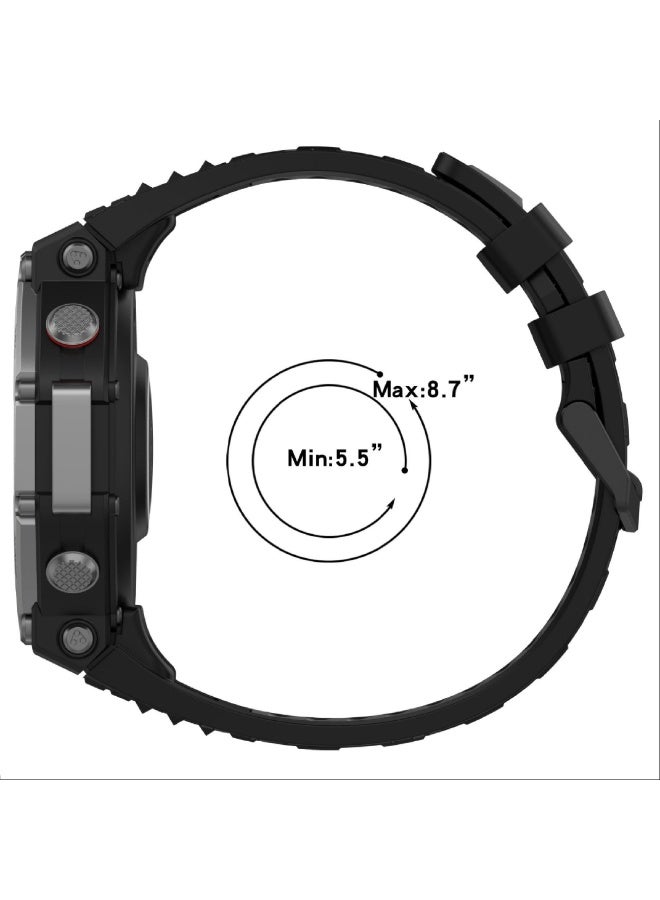 Strap Compatible with Amazfit T-Rex 3, Soft TPU Watch Band, Strap Replacement for Women Men with Metal Buckle (orange/black) - Image 2