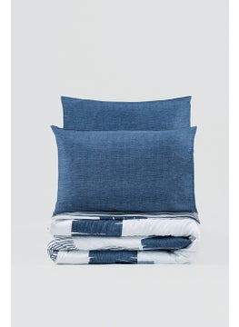 COTTON BOX Modern Double Duvet Cover Set Solito Indigo  - Image 3