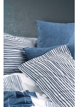 COTTON BOX Modern Double Duvet Cover Set Solito Indigo  - Image 2