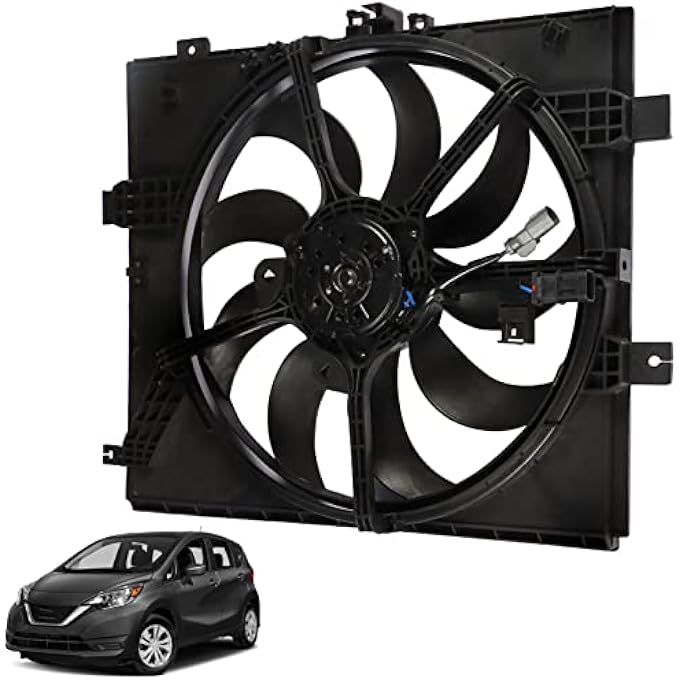 NI3115143 RADIATOR COOLING FAN ASSEMBLY REPLACEMENT FOR 2012 2013 2014 2015 2016 2017 2018 VERSA/VERSA NOTE 214819KK0A 214813AB3A - Image 1