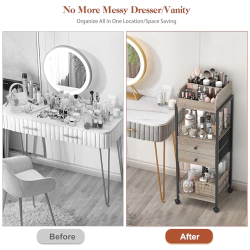 SOLIMINTR Makeup Organizer, Floor Skincare Organizers Make Up Organizers and Storage with Drawers, Vanity Organizer Cosmetics Display Cases Holder for Skin Care Nail Polish Perfume Black - Image 5