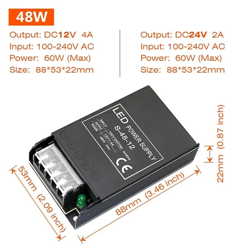 Ultra Thin LED Strip Power Supply Driver 48W 24V Constant Voltage DC 12V 24V 60W To 400W - Image 3